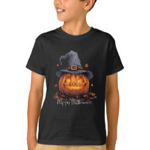T-shirt noir "Joyeux Halloween" pour jeunes