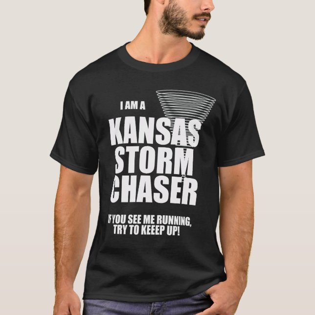 T-shirt noir Kansas Tornado Storm Chaser (Devant)