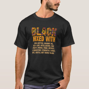 T-shirt Noir Mélangé Au Beurre De Shea Melanin Afro-Améric