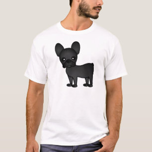 T-shirt Noir mignon de bande dessinée de bouledogue