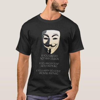 T-shirt noir minimal avec masque anonyme 