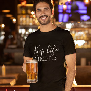 T-shirt Noir moderne Conserver la vie Simple Citation