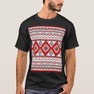 T-shirt Noir noir rouge, motifs ukrainiens.