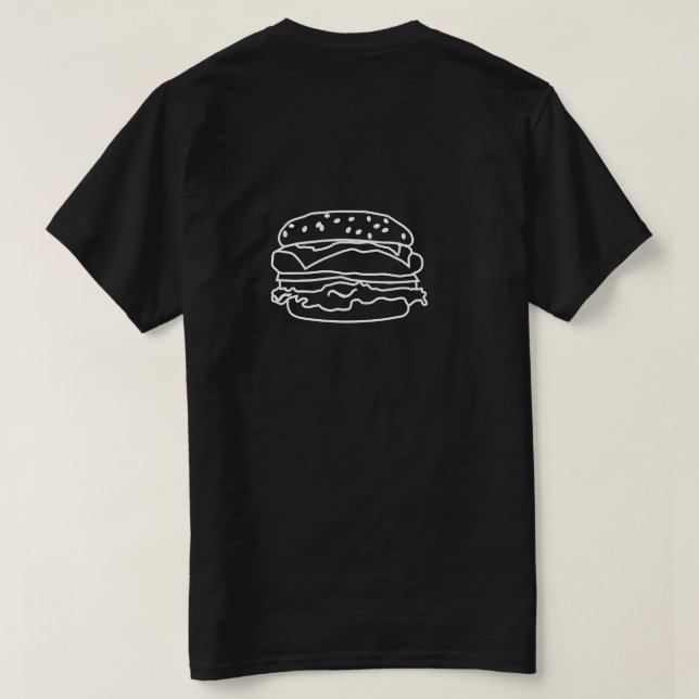 T-shirt noir Outline Hamburger (Design dos)