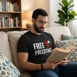 T-shirt noir PALESTINE GRATUIT pour homme