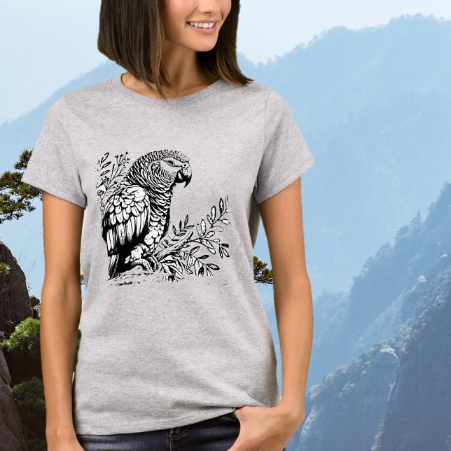 T-shirt noir perroquet (Créateur téléchargé)