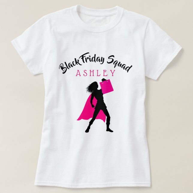 T-shirt noir personnalisé de peloton de vendredi (Design devant)