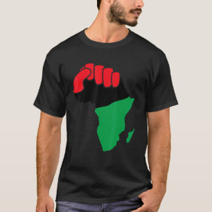 T-shirt Noir Poing Afrique Continent Illustration Histoire
