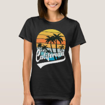 T-shirt noir pour femme California Retro Sunset