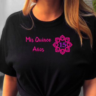 T-shirt Noir rose de Quinceanera de fleur de dentelle