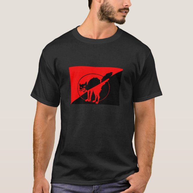 T-shirt noir T de chat de sab (Devant)