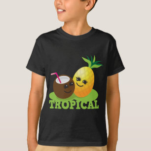 T-shirt Noix de coco et ananas mignons TROPICAUX de Kawaii