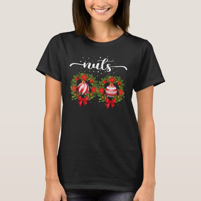 T-shirt Noix de poitrine Noël T Chemise drôle Matching Cou (Devant)