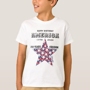 T-shirt Nom 250e Joyeux Anniversaire America Stars Jeun