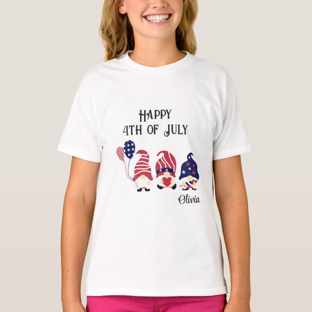 T-shirt Nom, 4 juillet Gnomes, Enfants-Jeunes XS à XL (Devant)