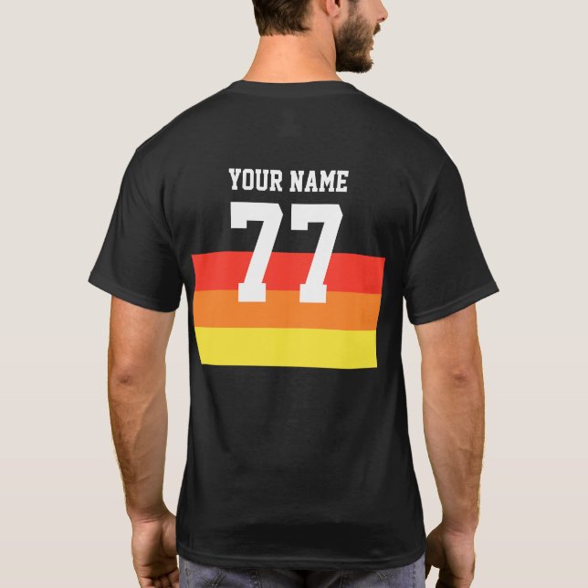 T-shirt Nom 77 Sports Jersey Numéro Noir Jaune Rouge (Dos)