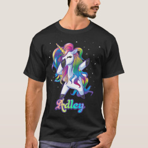 T-shirt Nom ADLEY Personnalisé Rainbow Unicorn Dab personn
