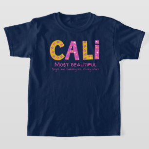 T-shirt Nom de Cali signifiant étoile rose jaune