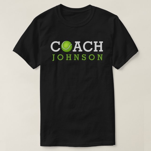 T-shirt Nom de coutume d'entraîneur de tennis (Design devant)