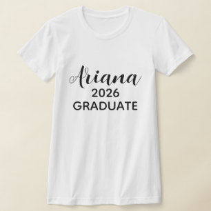 T-shirt Nom de diplômé 2026 écriture moderne noir blanc