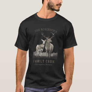 T-shirt Nom de famille Cabine Cerf Pine Forêt Noire