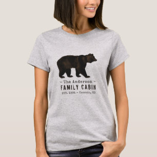T-shirt Nom de famille Cabine Rustique Brown Ours noir
