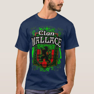 T-shirt Nom de famille écossais Clan Wallace Tartan Lion 