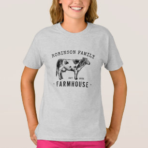 T-shirt Nom de famille Farmhouse Rustique Lait Vache