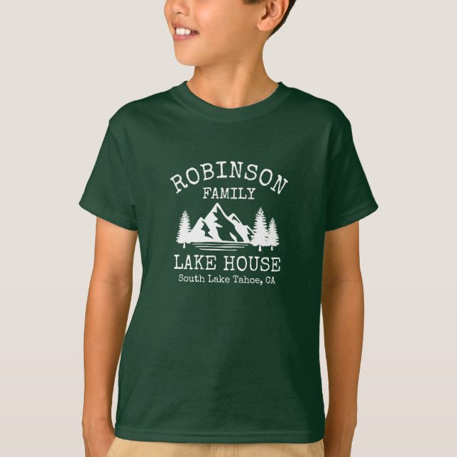 T-shirt Nom de famille Lake House Rustic White Silhouette (Devant)