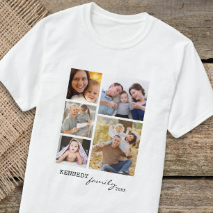 T-shirt Nom de famille personnalisé Texte 5 Collage photo