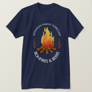 T-shirt "(Nom de famille) Prévision : Bonfires et bières