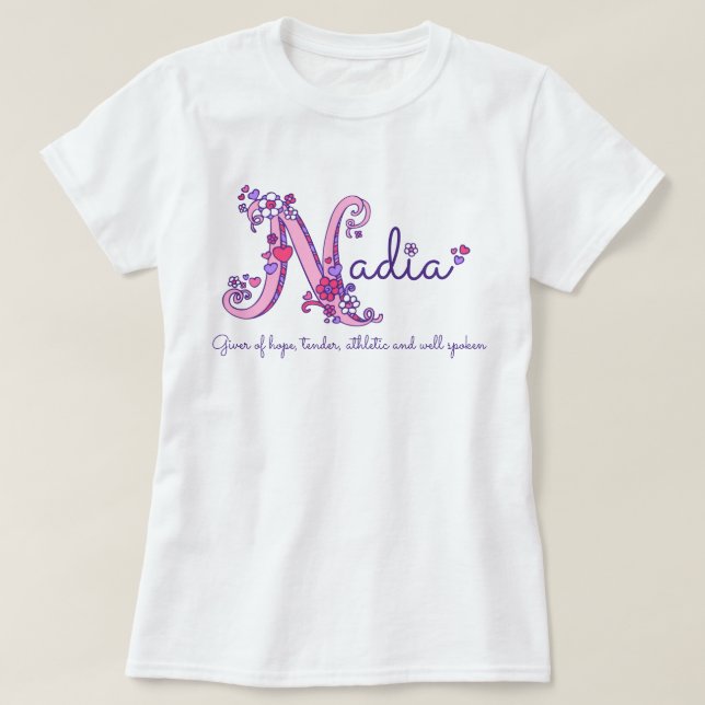 T-shirt Nom de filles de Nadia et signification de la (Design devant)