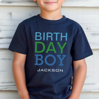 Nom de garçon d'anniversaire bleu et vert gras