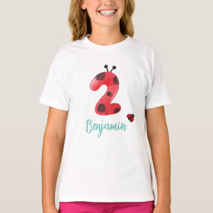 T-shirt Nom de la fête du 2e anniversaire du jote rouge Po