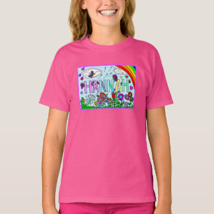 T-shirt Nom de la fille Hannah Whimsical Flowers, Rainbow