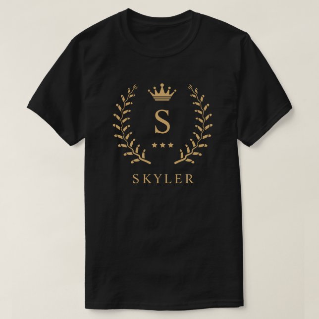 T-shirt Nom de la Personnaliser et premier monogramme noir (Design devant)