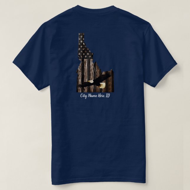 T-SHIRT NOM DE LA VILLE PERSONNALISÉE EAGLE BRNT WD - IDAH (Design dos)