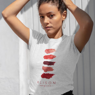 T-shirt Nom de l'artiste maquillage rouge à lèvres nuances