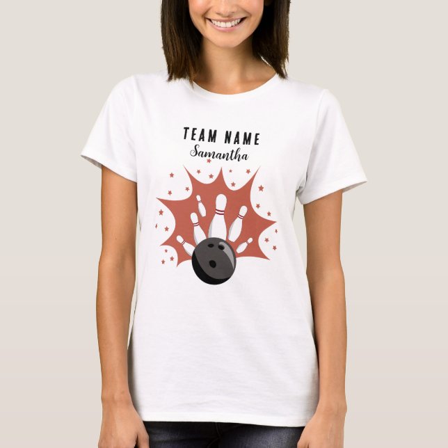 T-shirt Nom de l'équipe de Bowling personnalisée (Devant)
