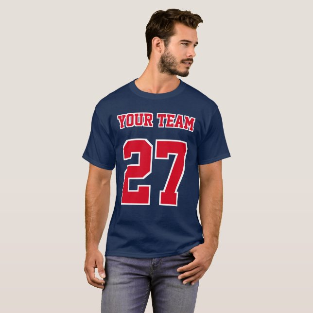 T-shirt Nom de l'équipe sportive Numéro blanc Lignes direc (Devant entier)