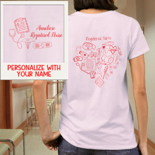 T-shirt Nom de poche RN personnalisé et conception Médical