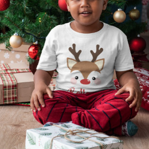 T-shirt Nom De Rindeer Mignonne En Noël Rouge