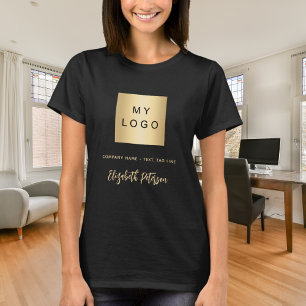 T-shirt nom de signature de logo d'entreprise d'or noir