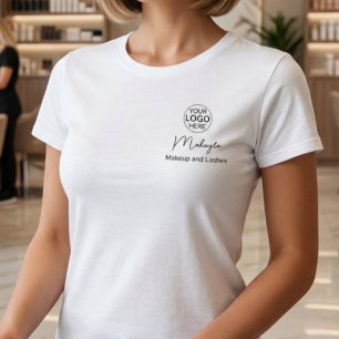 T-shirt Nom d'employé de script noir Logo de l'entreprise 