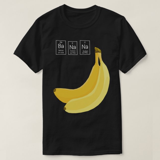 T-shirt Nom des éléments de la chimie de la banane (Design devant)