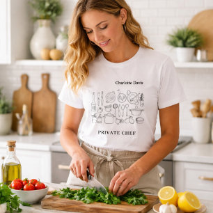 T-shirt Nom du chef privé ustensiles de cuisine script