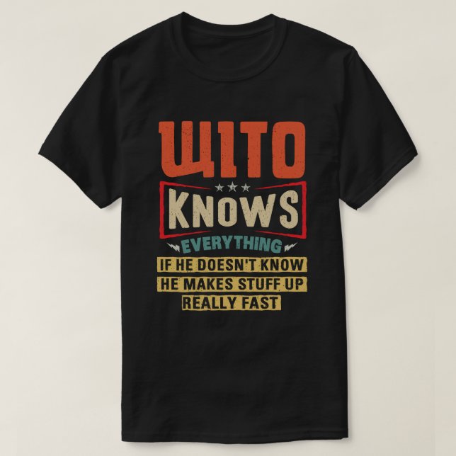 T-shirt nom du déguisement Tout savoir Amusant grand-père (Design devant)