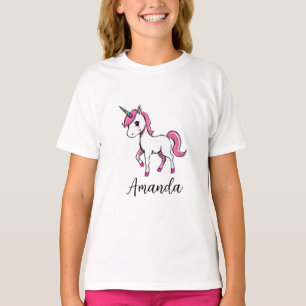 T-shirt Nom du dessin animé Cute Pink Unicorn