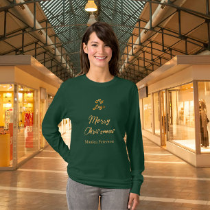 T-shirt Nom du logo de l'entreprise verte Emerald de Noël