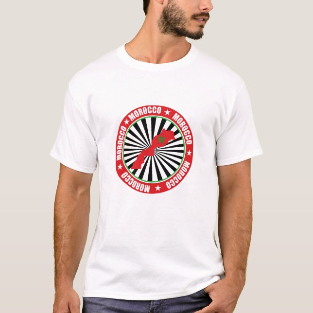 T-shirt Nom Du Maroc Drapeau Sur Le Timbre De Carte Maroca (Devant)